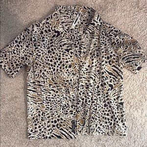 Alexander McQueen Leopard Print Dress Shirt - Black, Brown, White